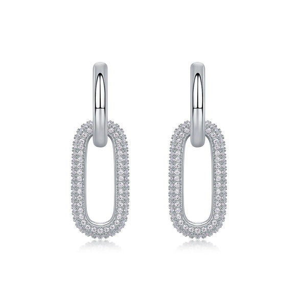 Wholesale Elegant Geometric Oshaped Women's Earrings 925 Sterling Silver Moissanite Inlay
