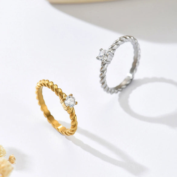 Wholesale Elegant Geometric Stainless Steel Electroplated Ring For Women And Unisex