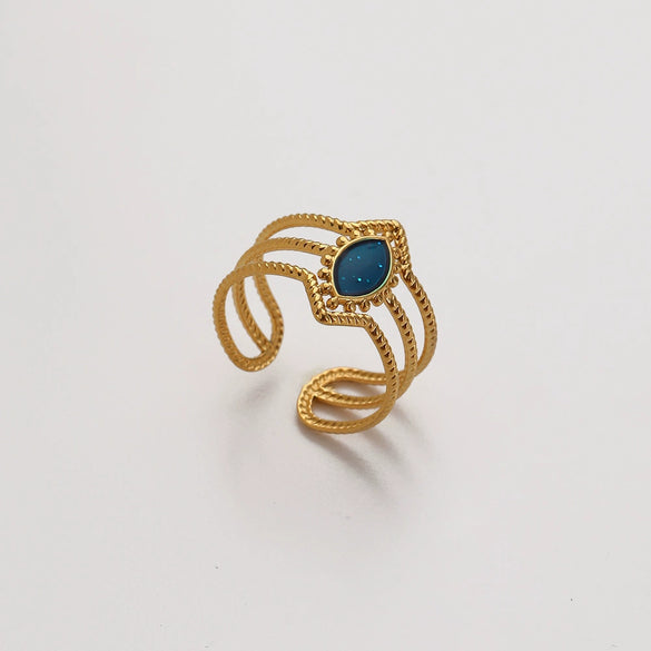 Wholesale Elegant Geometric Stainless Steel Goldplated Women's Ring
