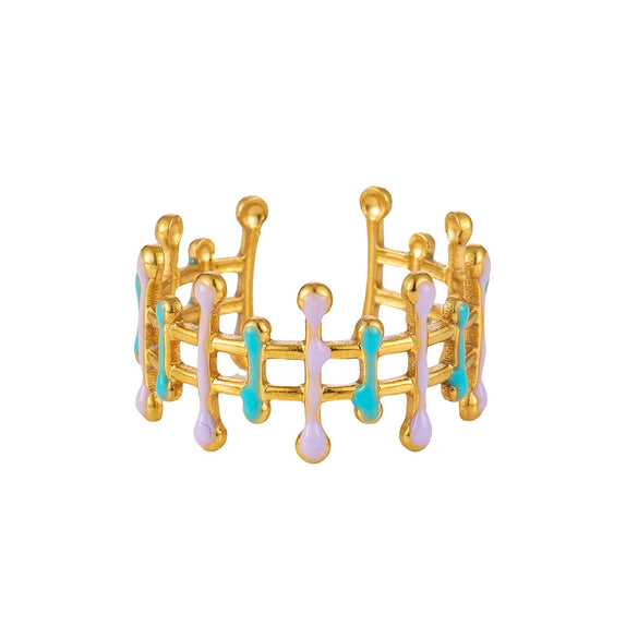Wholesale Elegant Geometric Stainless Steel Goldplated Women's Ring