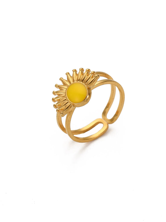 Wholesale Elegant Geometric Stainless Steel Goldplated Women's Ring