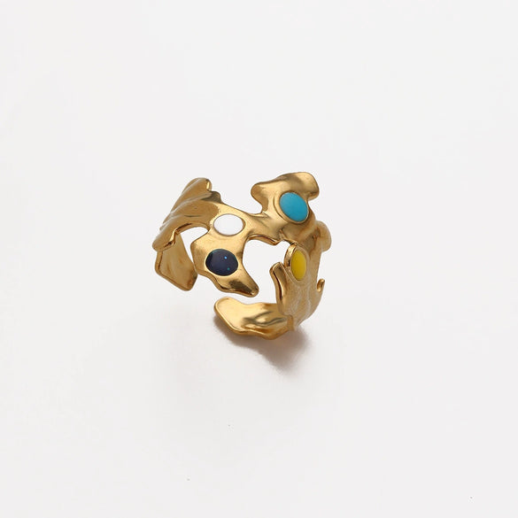 Wholesale Elegant Geometric Stainless Steel Goldplated Women's Ring