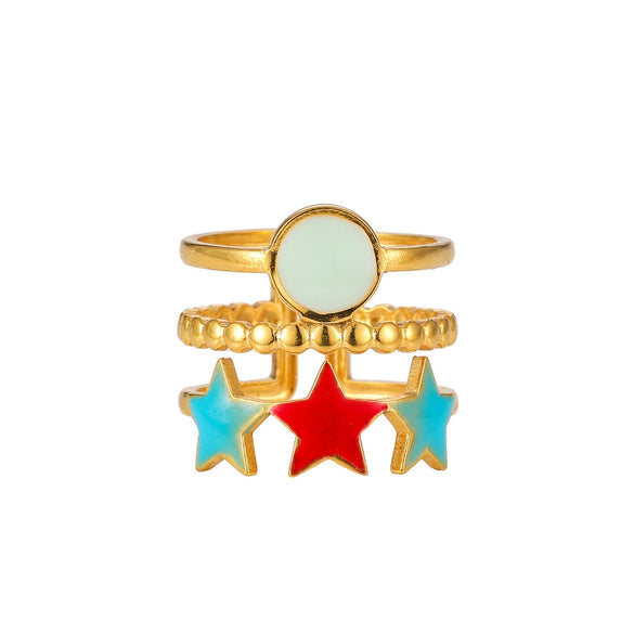 Wholesale Elegant Geometric Stainless Steel Goldplated Women's Ring