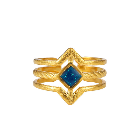 Wholesale Elegant Geometric Stainless Steel Goldplated Women's Ring