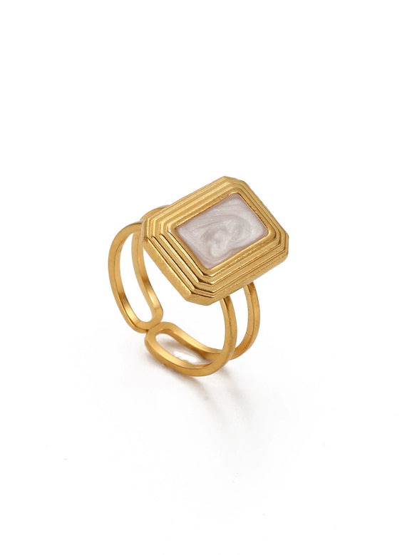 Wholesale Elegant Geometric Stainless Steel Goldplated Women's Ring