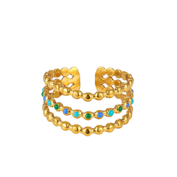 Wholesale Elegant Geometric Stainless Steel Goldplated Women's Ring