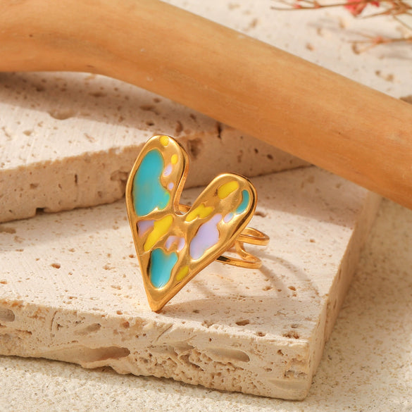 Wholesale Elegant Geometric Stainless Steel Goldplated Women's Ring