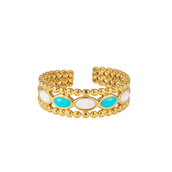 Wholesale Elegant Geometric Stainless Steel Goldplated Women's Ring