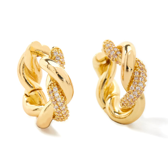 Wholesale Elegant Geometric Twist Circle Copper Zircon Earrings For Women