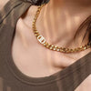 Wholesale Elegant Gold Thick Chain Double D Letter Titanium Steel Necklace For Women With Electroplating Treatment Geometric Pattern