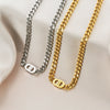 Wholesale Elegant Gold Thick Chain Double D Letter Titanium Steel Necklace For Women With Electroplating Treatment Geometric Pattern