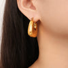 Wholesale Elegant Golden Hollow Small Lucky Bag Earrings In Titanium Steel With Geometric U Shaped Pattern And Electroplating Treatment For Women