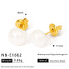 Wholesale Elegant Goldplated Natural Freshwater Pearl And Stainless Steel Geometric Earrings For Women