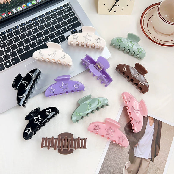Wholesale Elegant Handmade Acetic Acid Hair Accessories Moon Shape Hairpin Grab Clip For Women
