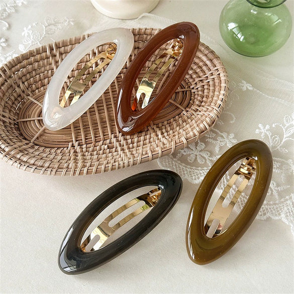 Wholesale Elegant Handmade Acrylic Oval Spring Hair Clip For Women