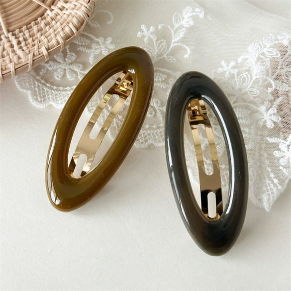 Wholesale Elegant Handmade Acrylic Oval Spring Hair Clip For Women