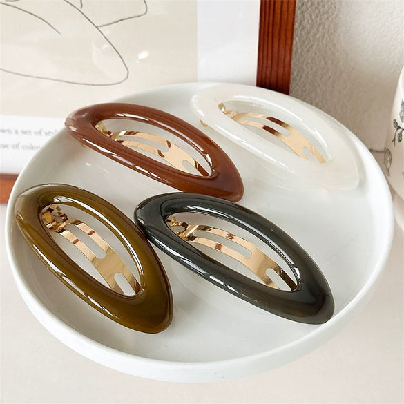 Wholesale Elegant Handmade Acrylic Oval Spring Hair Clip For Women