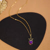 Wholesale Elegant Heart Shape Crown Copper Plating Inlay 18K Gold Plated Glass Zircon Pendant Necklace