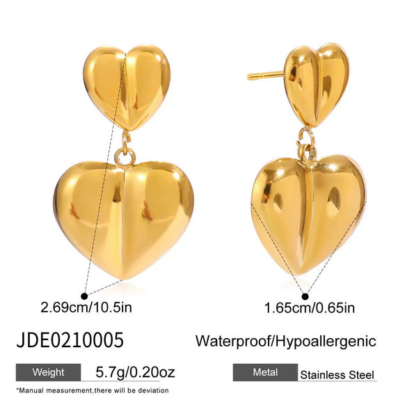 Wholesale Elegant Heart Shape Stainless Steel Electroplated Pendant Earrings For Women