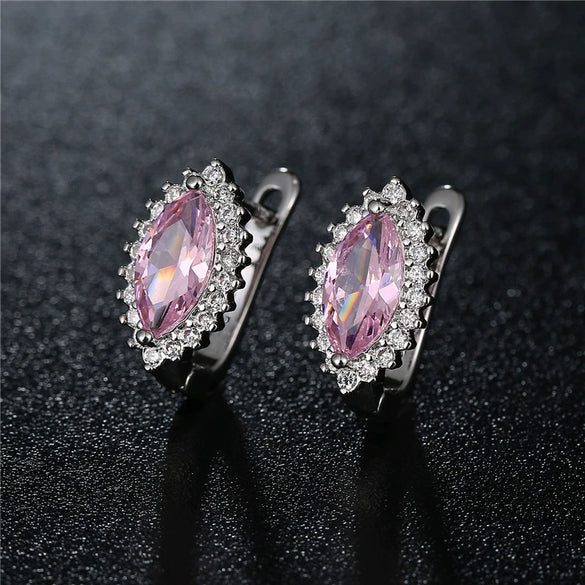 Wholesale Elegant Heart Shaped Inlaid Zircon On Environmental Protection Copper Women's Earrings