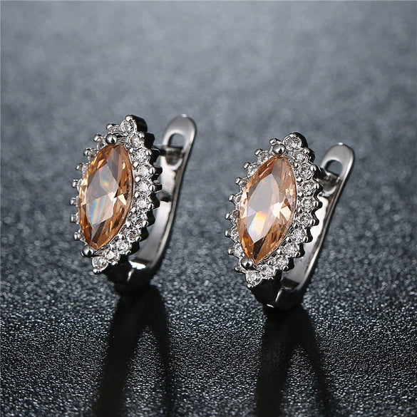 Wholesale Elegant Heart Shaped Inlaid Zircon On Environmental Protection Copper Women's Earrings