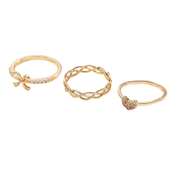 Wholesale Elegant Heartshaped Hollow Woven Copper Zircon Electroplated Ring For Women