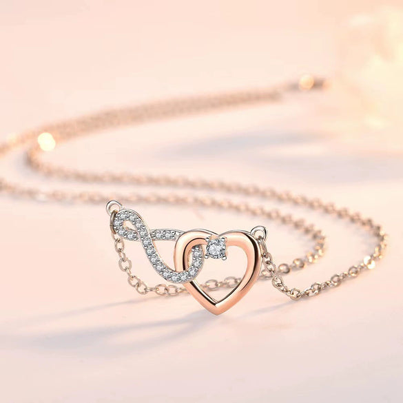 Wholesale Elegant Heartshaped 925 Sterling Silver Necklace With Oshaped Chain And Diamondencrusted Pendant Electroplated For Women