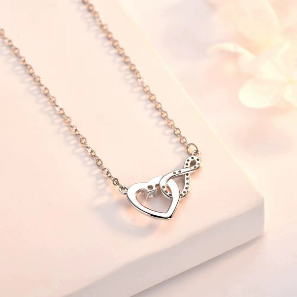 Wholesale Elegant Heartshaped 925 Sterling Silver Necklace With Oshaped Chain And Diamondencrusted Pendant Electroplated For Women