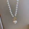 Wholesale Elegant Imitation Pearl Heart Shaped Alloy Necklace For Ladies With Electroplating Treatment