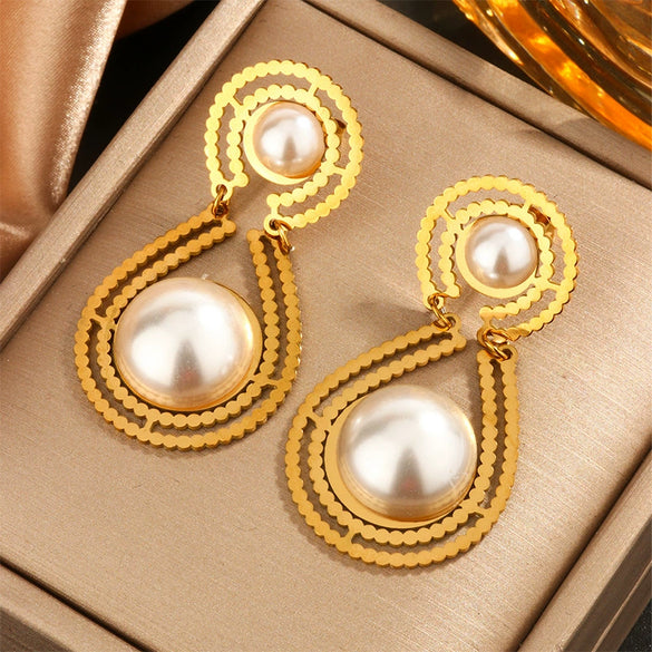 Wholesale Elegant Imitation Pearl Stud And Ear Clip Earrings For Women With Flower And Constellation Patterns Electroplated