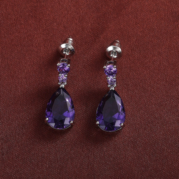 Wholesale Elegant Ladies Copper Water Drop Zircon Earrings Fashion Jewelry