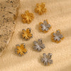 Wholesale Elegant Light Luxury Design Irregular Stainless Steel 18K Gold Plated Double Leaf Flower Earrings For Women