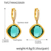 Wholesale Elegant Light Luxury Geometric Glass Stone And Stainless Steel Goldplated Earrings For Women