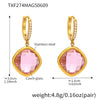 Wholesale Elegant Light Luxury Geometric Glass Stone And Stainless Steel Goldplated Earrings For Women