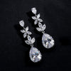 Wholesale Elegant Light Luxury Long Water Drop Zircon Earrings For Female Bride Copper Material Drop Shape Design