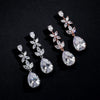 Wholesale Elegant Light Luxury Long Water Drop Zircon Earrings For Female Bride Copper Material Drop Shape Design