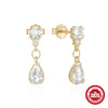 Wholesale Elegant Light Luxury S925 Sterling Silver Diamondembedded Water Drop Earrings With Geometric Design And Electroplating Treatment For Women