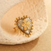 Wholesale Elegant Light Luxury Style Titanium Steel Ring With Heart Flower Geometric Pattern 18K Gold Electroplated For Women