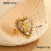 Wholesale Elegant Light Luxury Style Titanium Steel Ring With Heart Flower Geometric Pattern 18K Gold Electroplated For Women