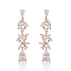 Wholesale Elegant Light Luxury Women's Fashion Long Flower Earrings Copper Microinlaid Zircon Electroplated