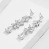 Wholesale Elegant Light Luxury Women's Fashion Long Flower Earrings Copper Microinlaid Zircon Electroplated