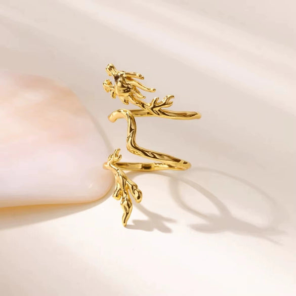 Wholesale Elegant Metallic Internet Celebrity Style Butterfly Gradient Oil Dropping Snakeshaped Copper Ring For Women With Electroplating And Animal Zodiac Pattern