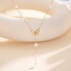 Wholesale Elegant Minimalist Geometric Pearl Necklace With Butterfly Pendant For Women Electroplated Calendering Chain