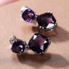 Wholesale Elegant Mysterious Purple Square Zircon Earrings Copper Geometric
