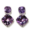 Wholesale Elegant Mysterious Purple Square Zircon Earrings Copper Geometric