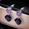 Wholesale Elegant Mysterious Purple Square Zircon Earrings Copper Geometric