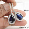 Wholesale Elegant Natural Dropshaped Sapphire Tamsang Zircon Earrings Copper Material