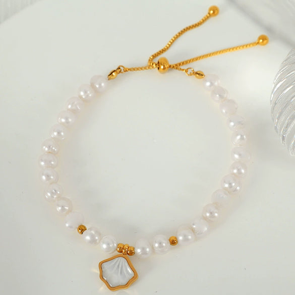 Wholesale Elegant Natural Freshwater Pearl Geometric Style Bracelet Jewelry For Women Set With Pearls