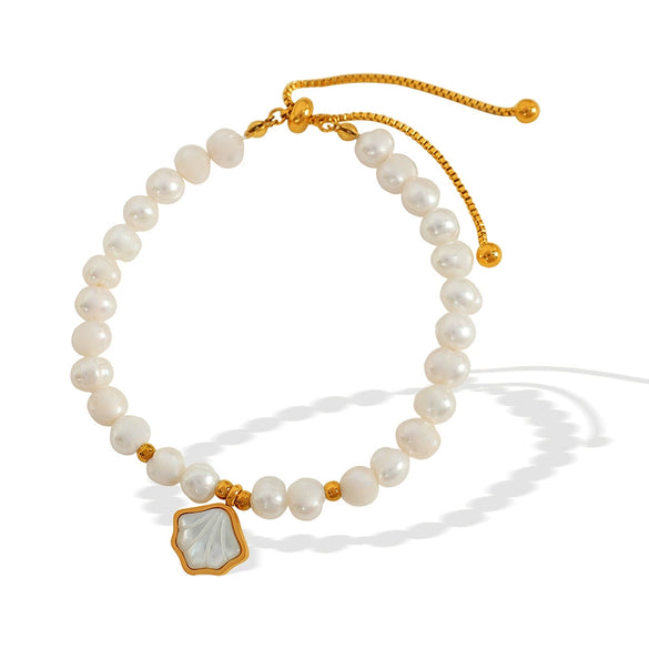 Wholesale Elegant Natural Freshwater Pearl Geometric Style Bracelet Jewelry For Women Set With Pearls