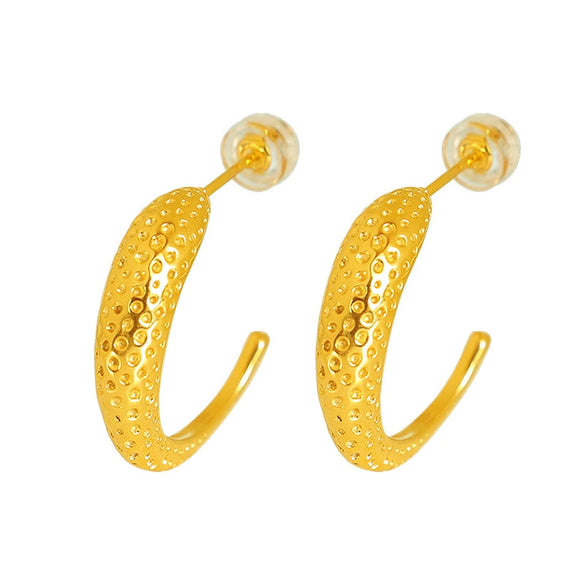Wholesale Elegant Natural Style Irregular Moon Pattern 316L Stainless Steel Gold Plated Nonfading Women's Earrings